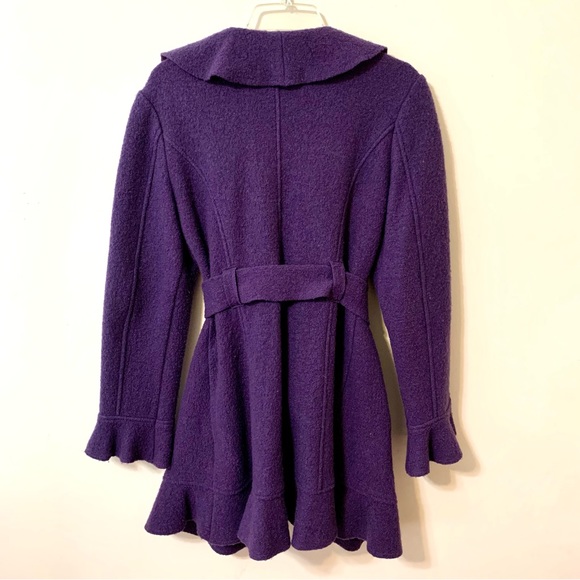 Xanaka 100% Wool Ruffled Shawl Cardigan/Sweater - Purple - Size 8 - Picture 3 of 11